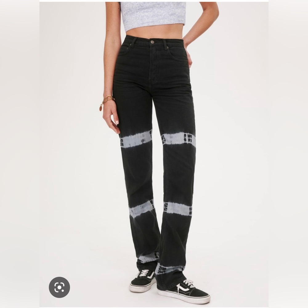 Reformation tie dye black Cynthia high rise jean. Size 31. Brand new with tags.